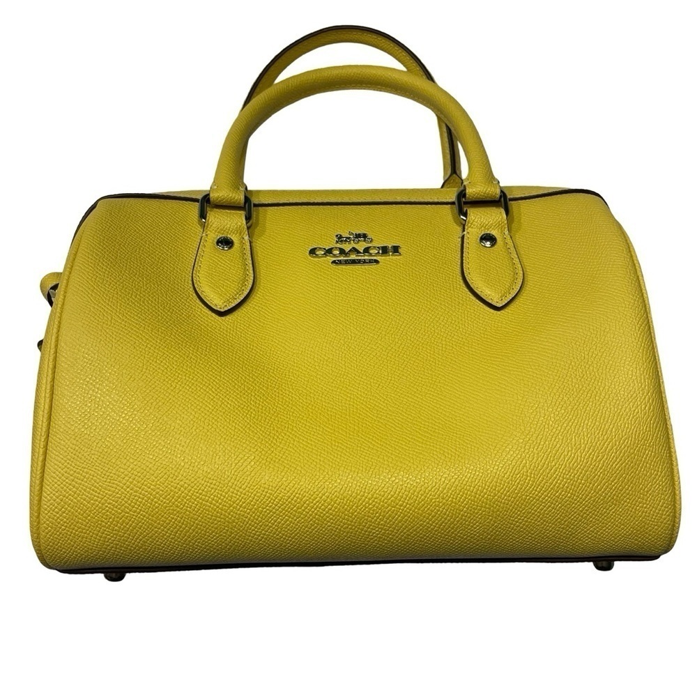 NWT Coach Rowan Satchel Bag With Signature Canvas Strap Retro Yellow